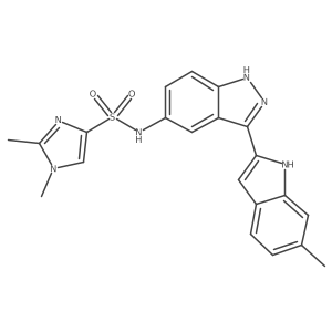 1,2-dimethyl-N-[3-(6-methyl-1H-indol-2-yl)-1H-indazol-5-yl]-1H-Imidazole-4-sulfonamide Structure