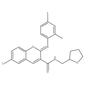 (2Z)-6-chloro-2-[(2,4-difluorophenyl)imino]-N-[(oxolan-2-yl)methyl]-2H-chromene-3-carboxamide结构式