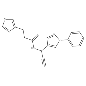 N-[cyano(1-phenyl-1H-pyrazol-4-yl)methyl]-3-(1,3-thiazol-4-yl)propanamide结构式