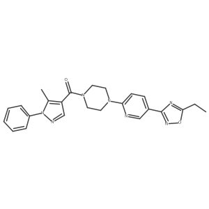 (4-(5-(5-ethyl-1,2,4-oxadiazol-3-yl)pyridin-2-yl)piperazin-1-yl)(5-methyl-1-phenyl-1H-pyrazol-4-yl)methanone结构式