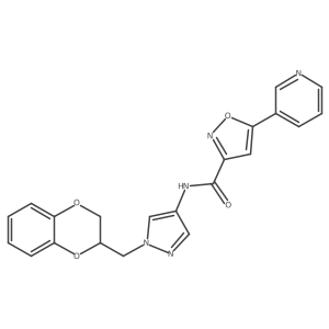 N-(1-((2,3-dihydrobenzo[b][1,4]dioxin-2-yl)methyl)-1H-pyrazol-4-yl)-5-(pyridin-3-yl)isoxazole-3-carboxamide Structure