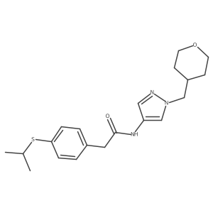 2-(4-(isopropylthio)phenyl)-N-(1-((tetrahydro-2H-pyran-4-yl)methyl)-1H-pyrazol-4-yl)acetamide Structure