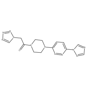 1-(4-(6-(1H-1,2,4-triazol-1-yl)pyridazin-3-yl)piperazin-1-yl)-2-(1H-tetrazol-1-yl)ethanone结构式