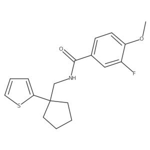 3-fluoro-4-methoxy-N-((1-(thiophen-2-yl)cyclopentyl)methyl)benzamide结构式