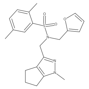 N-(furan-2-ylmethyl)-2,5-dimethyl-N-((1-methyl-1,4,5,6-tetrahydrocyclopenta[c]pyrazol-3-yl)methyl)benzenesulfonamide结构式