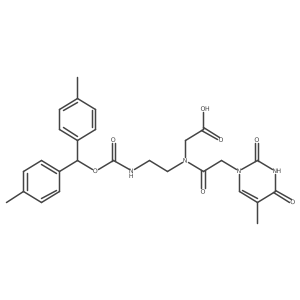 2-(N-(2-(((Di-p-tolylmethoxy)carbonyl)amino)ethyl)-2-(5-methyl-2,4-dioxo-3,4-dihydropyrimidin-1(2H)-yl)acetamido)acetic acid Structure