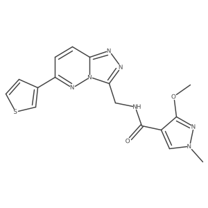 3-methoxy-1-methyl-N-((6-(thiophen-3-yl)-[1,2,4]triazolo[4,3-b]pyridazin-3-yl)methyl)-1H-pyrazole-4-carboxamide结构式
