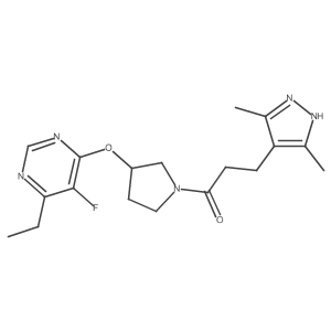 3-(3,5-dimethyl-1H-pyrazol-4-yl)-1-(3-((6-ethyl-5-fluoropyrimidin-4-yl)oxy)pyrrolidin-1-yl)propan-1-one结构式