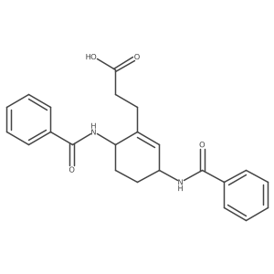 rel-3-((3S,6R)-3,6-Bis(benzamido)cyclohex-1-en-1-yl)propanoic acid Structure