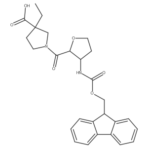 3-ethyl-1-[3-({[(9H-fluoren-9-yl)methoxy]carbonyl}amino)oxolane-2-carbonyl]pyrrolidine-3-carboxylic acid结构式