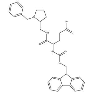 4-{[(1-benzylpyrrolidin-2-yl)methyl]carbamoyl}-4-({[(9H-fluoren-9-yl)methoxy]carbonyl}amino)butanoic acid结构式