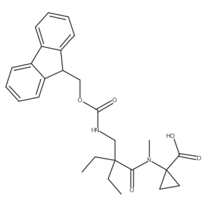 1-{2-ethyl-2-[({[(9H-fluoren-9-yl)methoxy]carbonyl}amino)methyl]-N-methylbutanamido}cyclopropane-1-carboxylic acid结构式