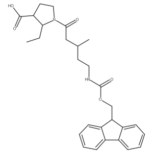 2-ethyl-1-[5-({[(9H-fluoren-9-yl)methoxy]carbonyl}amino)-3-methylpentanoyl]pyrrolidine-3-carboxylic acid Structure