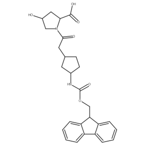 (2R,4R)-1-{2-[(1RS,3SR)-3-({[(9H-fluoren-9-yl)methoxy]carbonyl}amino)cyclopentyl]acetyl}-4-hydroxypyrrolidine-2-carboxylic acid结构式