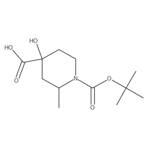 1-(tert-Butoxycarbonyl)-4-hydroxy-2-methylpiperidine-4-carboxylic acid结构式