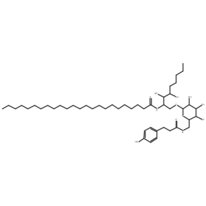 N-((2S,3S,4R)-3,4-Dihydroxy-1-(((2S,3R,4S,5R,6R)-3,4,5-trihydroxy-6-((3-(4-hydroxyphenyl)propanamido)methyl)tetrahydro-2H-pyran-2-yl)oxy)nonan-2-yl)tetracosanamide Structure