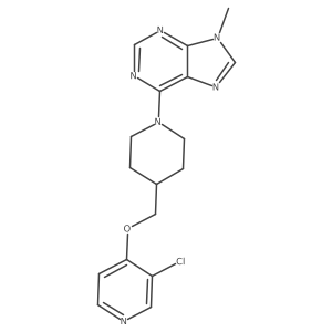 6-(4-{[(3-chloropyridin-4-yl)oxy]methyl}piperidin-1-yl)-9-methyl-9H-purine结构式