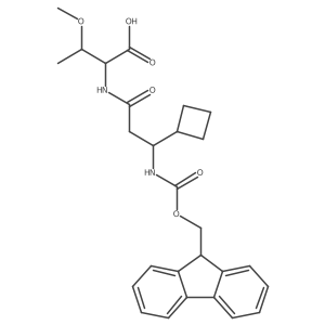 (2S,3R)-2-[3-cyclobutyl-3-({[(9H-fluoren-9-yl)methoxy]carbonyl}amino)propanamido]-3-methoxybutanoic acid结构式