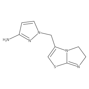 1-({5H,6H-imidazo[2,1-b][1,3]thiazol-3-yl}methyl)-1H-pyrazol-3-amine结构式