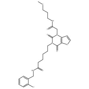 N-(2-chlorobenzyl)-6-[1-{2-[(3-methoxypropyl)amino]-2-oxoethyl}-2,4-dioxo-1,4-dihydrothieno[3,2-d]pyrimidin-3(2H)-yl]hexanamide Structure
