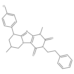 9-(4-chlorophenyl)-1,7-dimethyl-3-phenethyl-6,7,8,9-tetrahydropyrimido[2,1-f]purine-2,4(1H,3H)-dione结构式