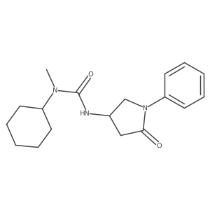 1-Cyclohexyl-1-methyl-3-(5-oxo-1-phenylpyrrolidin-3-yl)urea结构式