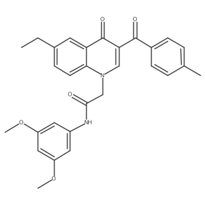 N-(3,5-dimethoxyphenyl)-2-(6-ethyl-3-(4-methylbenzoyl)-4-oxoquinolin-1(4H)-yl)acetamide结构式