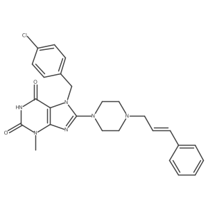 7-[(4-chlorophenyl)methyl]-3-methyl-8-[4-[(E)-3-phenylprop-2-enyl]piperazin-1-yl]purine-2,6-dione Structure