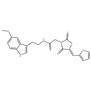 N-[2-(5-methoxy-1H-indol-3-yl)ethyl]-2-[(5E)-4-oxo-5-(thiophen-2-ylmethylidene)-2-thioxo-1,3-thiazolidin-3-yl]acetamide Structure