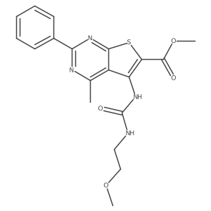 Methyl 5-{[(2-methoxyethyl)carbamoyl]amino}-4-methyl-2-phenylthieno[2,3-d]pyrimidine-6-carboxylate Structure