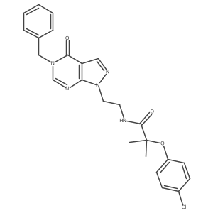 N-(2-(5-benzyl-4-oxo-4,5-dihydro-1H-pyrazolo[3,4-d]pyrimidin-1-yl)ethyl)-2-(4-chlorophenoxy)-2-methylpropanamide Structure