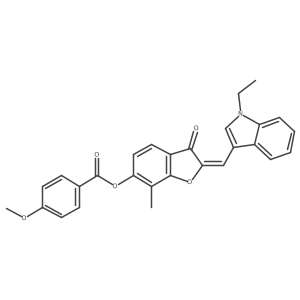 (2E)-2-[(1-ethyl-1H-indol-3-yl)methylidene]-7-methyl-3-oxo-2,3-dihydro-1-benzofuran-6-yl 4-methoxybenzoate Structure