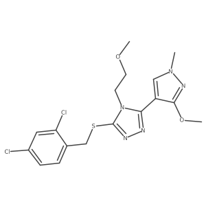 3-{[(2,4-dichlorophenyl)methyl]sulfanyl}-5-(3-methoxy-1-methyl-1H-pyrazol-4-yl)-4-(2-methoxyethyl)-4H-1,2,4-triazole结构式