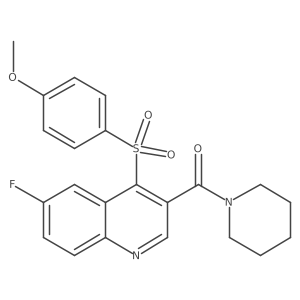 6-Fluoro-4-[(4-methoxyphenyl)sulfonyl]-3-(piperidin-1-ylcarbonyl)quinoline结构式