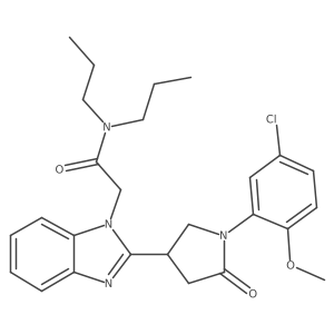 2-{2-[1-(5-chloro-2-methoxyphenyl)-5-oxopyrrolidin-3-yl]-1H-benzimidazol-1-yl}-N,N-dipropylacetamide结构式