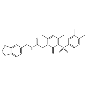 N-[(2H-1,3-benzodioxol-5-yl)methyl]-2-[3-(3,4-dimethylbenzenesulfonyl)-4,6-dimethyl-2-oxo-1,2-dihydropyridin-1-yl]acetamide结构式
