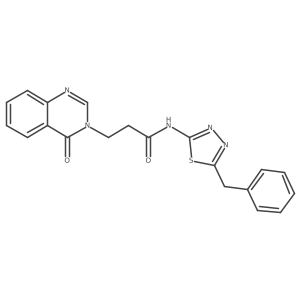 O=C(CCn1cnc2ccccc2c1=O)Nc1nnc(Cc2ccccc2)s1结构式