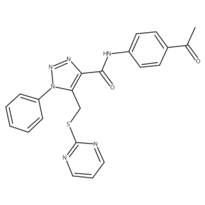 N-(4-acetylphenyl)-1-phenyl-5-((pyrimidin-2-ylthio)methyl)-1H-1,2,3-triazole-4-carboxamide Structure