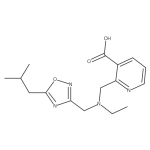 2-({Ethyl[(5-isobutyl-1,2,4-oxadiazol-3-yl)methyl]amino}methyl)nicotinic acid结构式