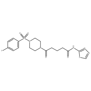 5-{4-[(4-fluorophenyl)sulfonyl]piperazin-1-yl}-5-oxo-N-[(2E)-1,3,4-thiadiazol-2(3H)-ylidene]pentanamide Structure