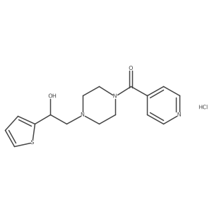 (4-(2-Hydroxy-2-(thiophen-2-yl)ethyl)piperazin-1-yl)(pyridin-4-yl)methanone hydrochloride结构式