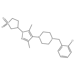 3-(4-(4-(2-chlorobenzyl)piperazin-1-yl)-3,5-dimethyl-1H-pyrazol-1-yl)tetrahydrothiophene 1,1-dioxide Structure