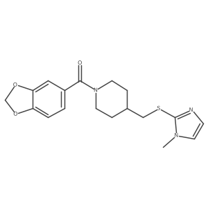 benzo[d][1,3]dioxol-5-yl(4-(((1-methyl-1H-imidazol-2-yl)thio)methyl)piperidin-1-yl)methanone结构式