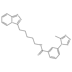 3-(5-methyl-1H-tetrazol-1-yl)-N-[5-([1,2,4]triazolo[4,3-a]pyridin-3-yl)pentyl]benzamide结构式