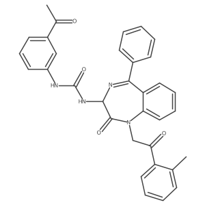 ((3-acetylphenyl)amino)-N-(2,5-diaza-2-(2-(2-methylphenyl)-2-oxoethyl)-3-oxo-6-phenylbicyclo[5.4.0]undeca-1(7),5,8,10-tetraen-4-yl)formamide Structure