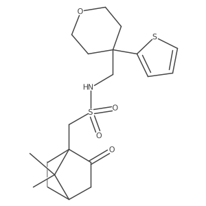 1-(7,7-dimethyl-2-oxobicyclo[2.2.1]heptan-1-yl)-N-((4-(thiophen-2-yl)tetrahydro-2H-pyran-4-yl)methyl)methanesulfonamide Structure