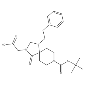 8-[(1,1-Dimethylethoxy)carbonyl]-4-oxo-1-(2-phenylethyl)-1,3,8-triazaspiro[4.5]decane-3-acetic acid结构式