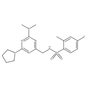 N-((4-(dimethylamino)-6-(pyrrolidin-1-yl)-1,3,5-triazin-2-yl)methyl)-4-fluoro-2-methylbenzenesulfonamide Structure