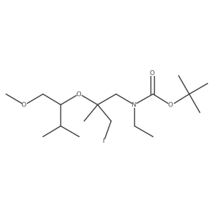 tert-butyl N-ethyl-N-{3-iodo-2-[(1-methoxy-3-methylbutan-2-yl)oxy]-2-methylpropyl}carbamate结构式