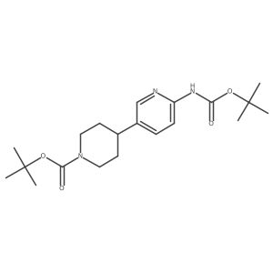 Tert-butyl 4-(6-((tert-butoxycarbonyl)amino)pyridin-3-yl)piperidine-1-carboxylate结构式